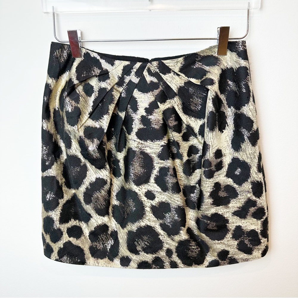 Tibi | Leopard Print Sparkle Metallic Mini Skirt - image 1
